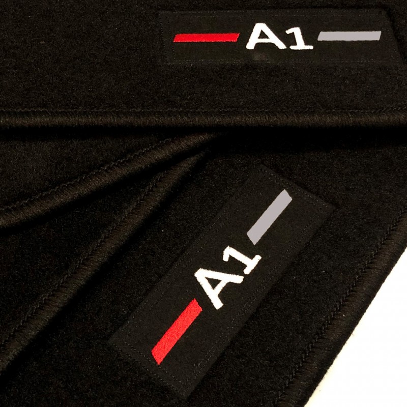 AUDI A1 2010 ONWARDS Tailored Carpet Car Floor BLACK MATS WITH WHITE EDGING 